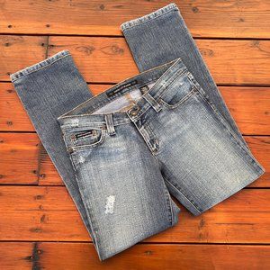 DKNY Jeans Distressed Acid Wash Straight Leg Denim Jeans